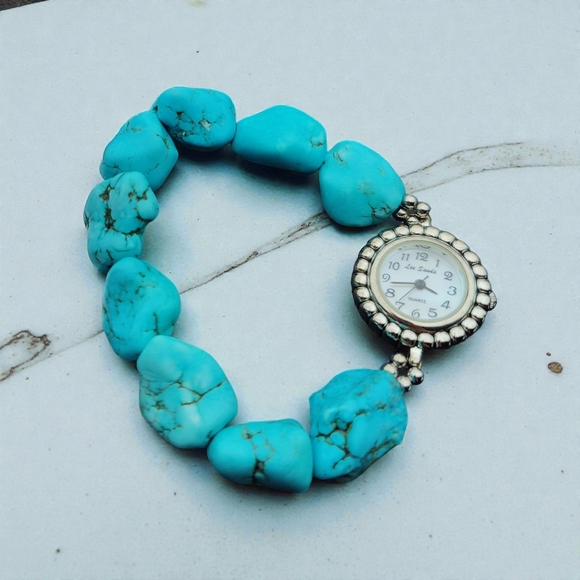 Lee Sands Turquoise Beaded Bracelet Watch - Picture 2 of 5